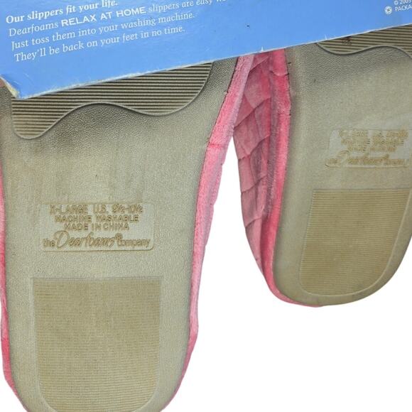 NWT Dearfoams XL 9.5-10.5 Pink Fluffy Indoor Slippers - Picture 4 of 6